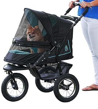 Pet Gear No-Zip Push Button Pet Stroller for Cats/Dogs, Zipperless Entry, Easy One-Hand Fold, Gel-Filled Tires, Plush Pad + Weather Cover Included, Aquamarine - Image 1 - Lot 9308