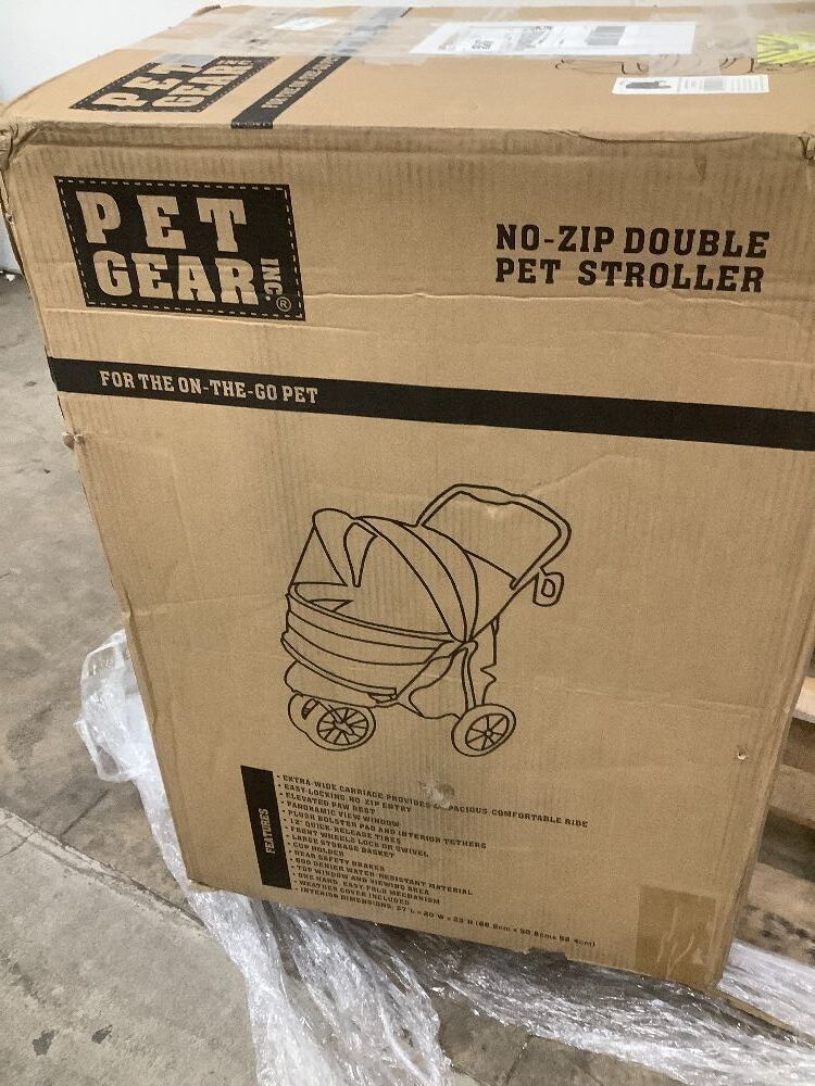 Pet Gear No-Zip Push Button Pet Stroller for Cats/Dogs, Zipperless Entry, Easy One-Hand Fold, Gel-Filled Tires, Plush Pad + Weather Cover Included, Aquamarine - Image 3 - Lot 9308