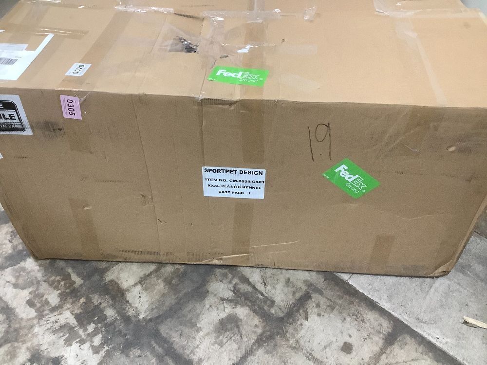 SportPet Designs Plastic Kennels Rolling Plastic Airline Approved Wire Door Travel Dog Crate, XXX-Large, Gray - Image 6 - Lot 9109