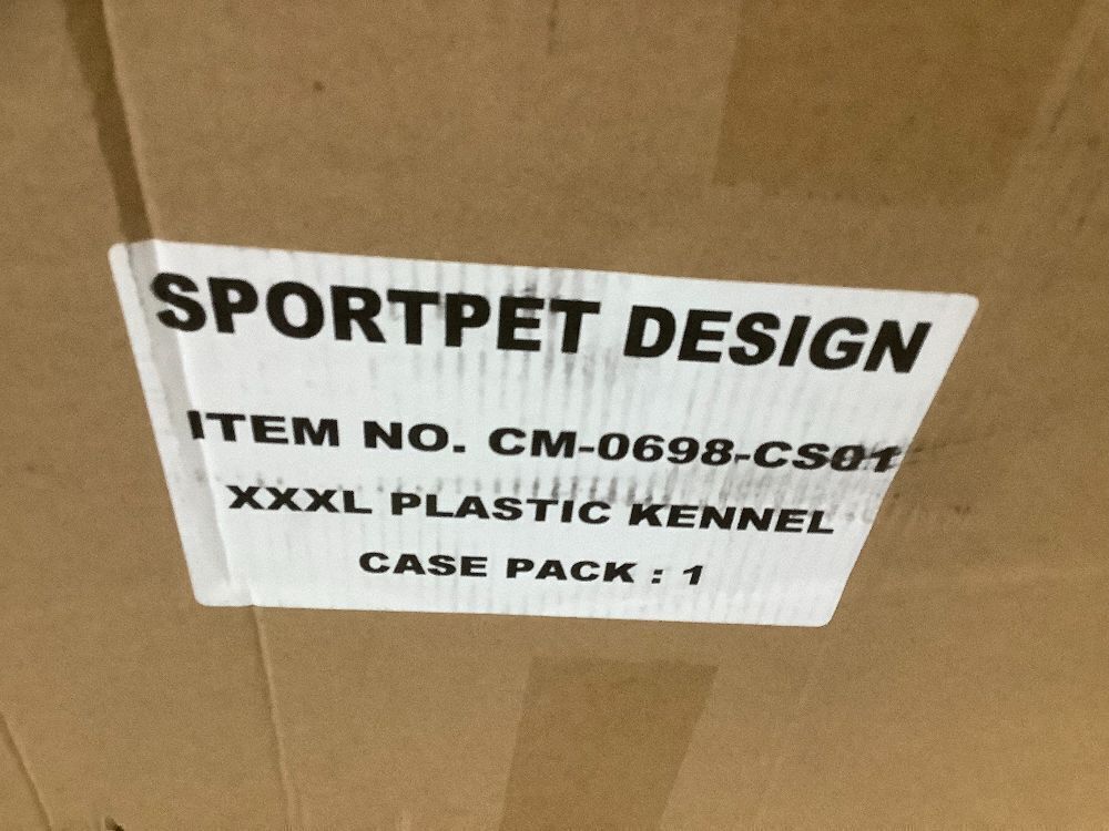 SportPet Designs Plastic Kennels Rolling Plastic Airline Approved Wire Door Travel Dog Crate, XXX-Large, Gray - Image 7 - Lot 9109