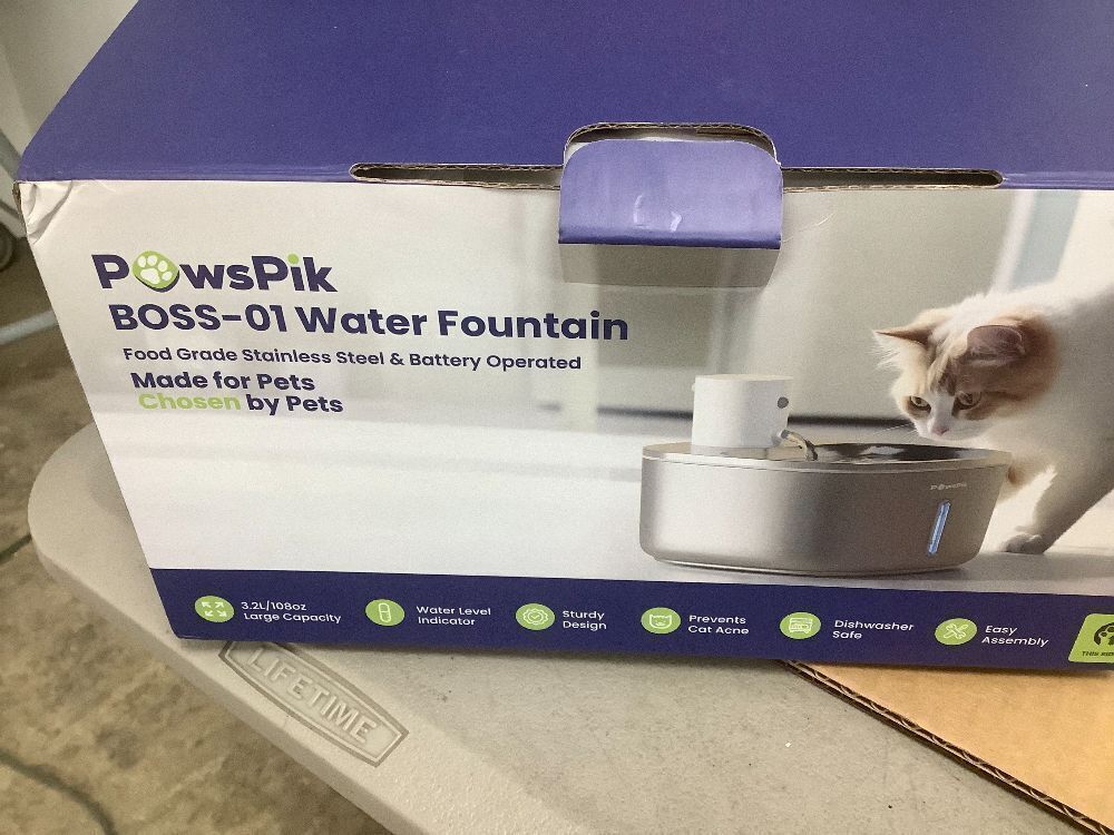 Pawspik Stainless Steel Cat Water Fountain,108 oz/3.2 L Cat Water Dispenser, Battery Operated Dog Fountain,Water Bowl, Automatic Pet Fountain with Motion Sensor, 5000 mAh Battery - Image 3 - Lot 9206