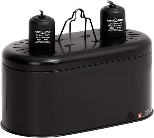 REPTI ZOO Dual Reptile Light Fixture for Reptile Dome UVB Lamp Fixture Dual Reptile Reflector Dome Lamp Cap Combo Integration Design Heat Lighting - Image 1 - Lot 9207