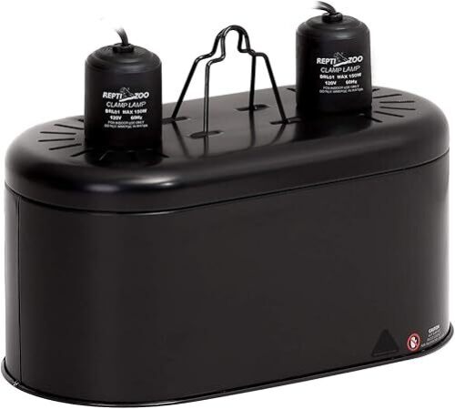 REPTI ZOO Dual Reptile Light Fixture for Reptile Dome UVB Lamp Fixture Dual Reptile Reflector Dome Lamp Cap Combo Integration Design Heat Lighting - Lot 9207