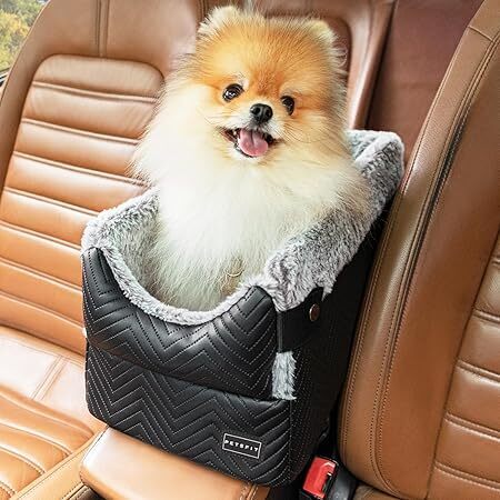 PETSFIT Center Console Dog Car Seat with Safe Protection Hooks, Pet Car Seat with Upgraded Safety Tethers, Washable Cushion, Console Dog Car Seats for Small Dogs Up to 8 Lbs(Black) - Image 1 - Lot 9209