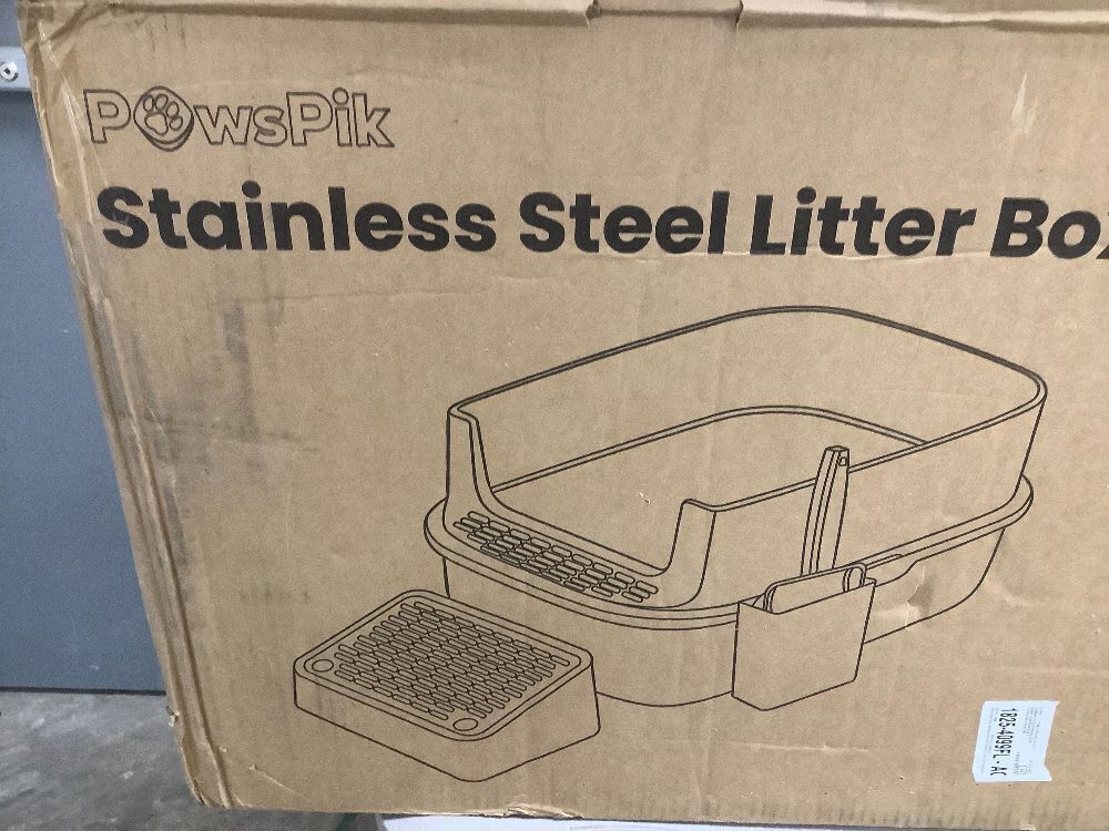 PawsPik Stainless Steel Cat Litter Box & Metal Scooper, X-Large, Light Gray - Image 3 - Lot 9307