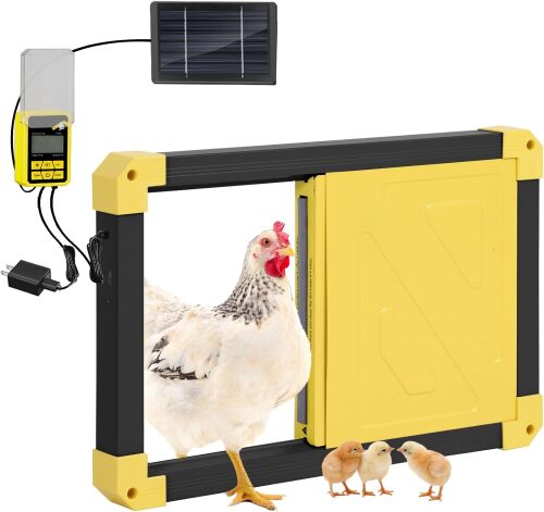 Aivituvin Automatic Chicken Coop Door, Solar-Powered with Heating & Anti-Pinch Function, All-Coop Compatible (Black) - Lot 9086