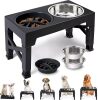 Heeyoo Elevated Dog Bowls - 5 Adjustable Heights Stand, 2 Stainless Steel Bowls & 1 Slow Feeder, 3.2" to 12.2" for Small to Large Dogs - Thumbnail 1