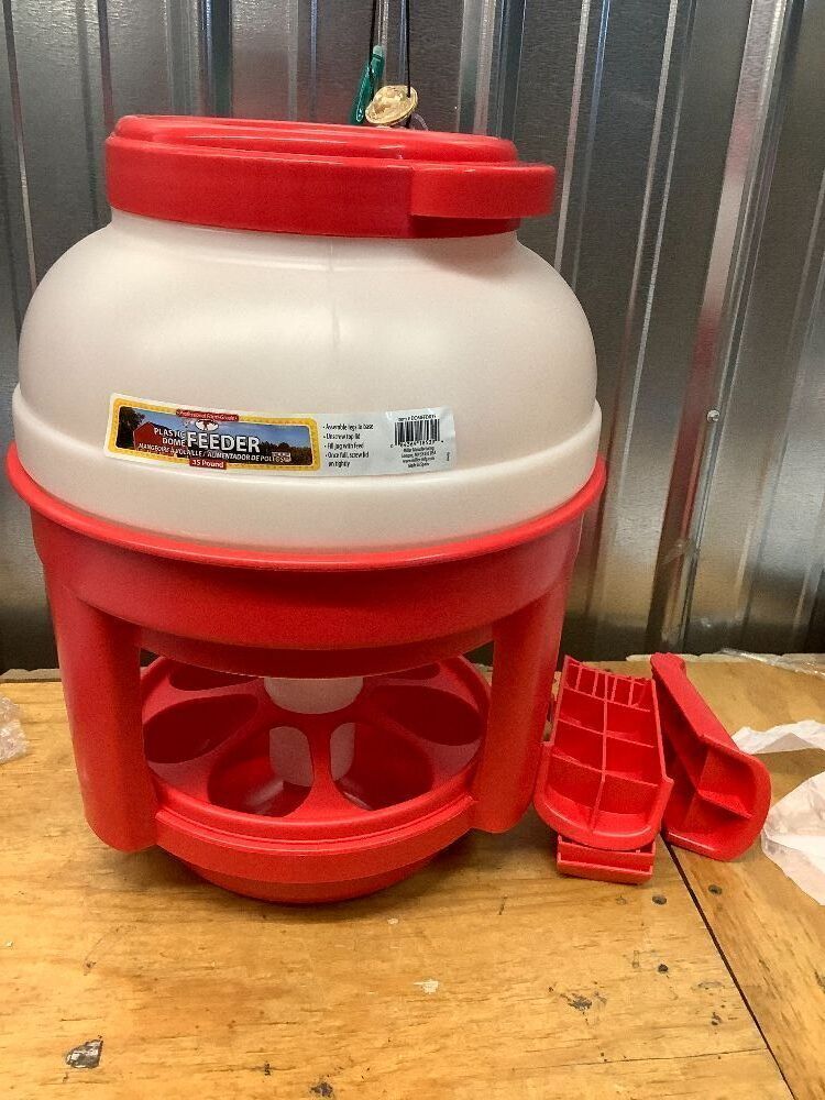 Little Giant Plastic Dome Feeder | Heavy Duty Plastic Gravity Fed Poultry Feed Container Tank | Backyard Poultry for Hobbyists, Farmers and Ranchers | 35 LB - Image 2 - Lot 9081