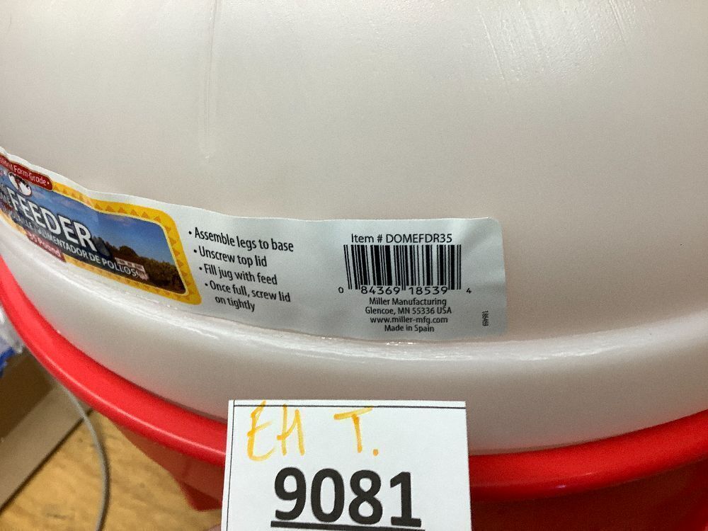 Little Giant Plastic Dome Feeder | Heavy Duty Plastic Gravity Fed Poultry Feed Container Tank | Backyard Poultry for Hobbyists, Farmers and Ranchers | 35 LB - Image 3 - Lot 9081