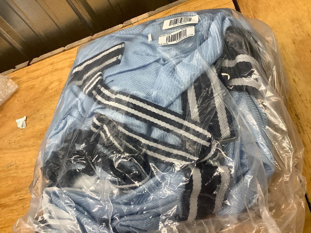 HORZE Freja Durable Mesh Combo Fly Sheet with Attached Neck Cover - UPF 50+ UV Protection - Light Blue - 75 in - Image 2 - Lot 9031