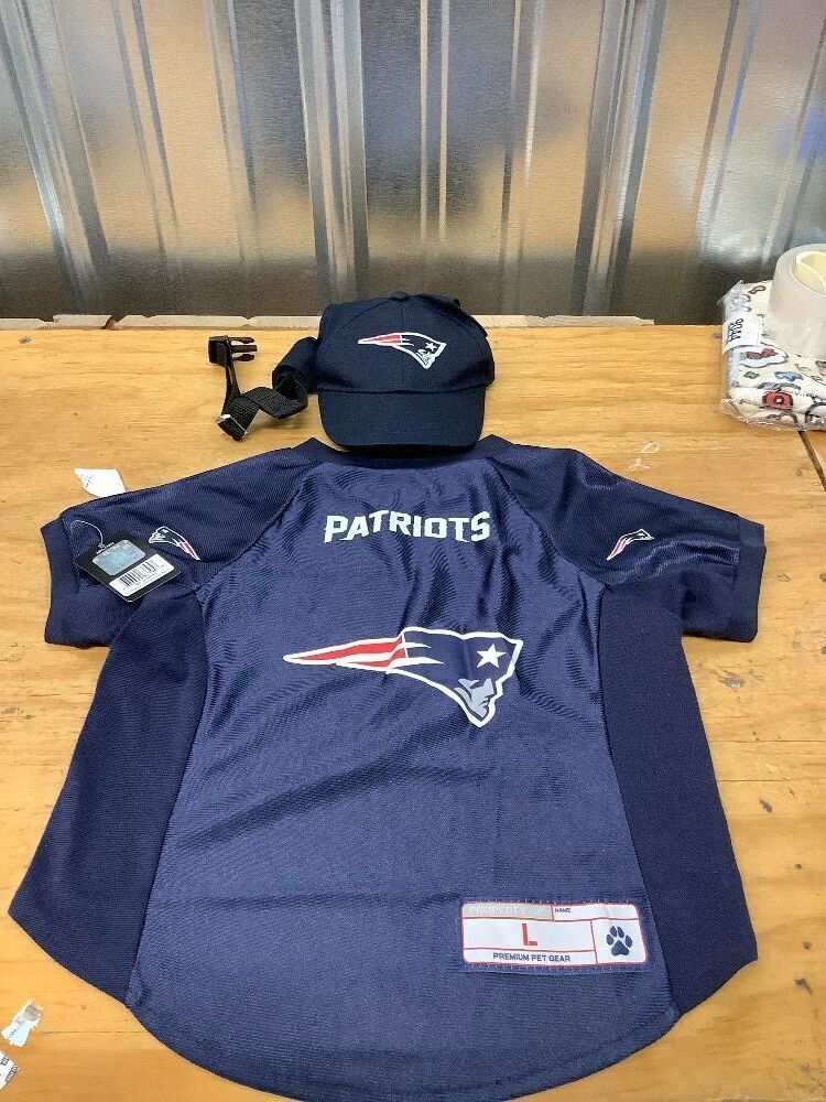 NFL Pet Stretch Jersey with Hat - New England Patriots, L - Image 1 - Lot 9064