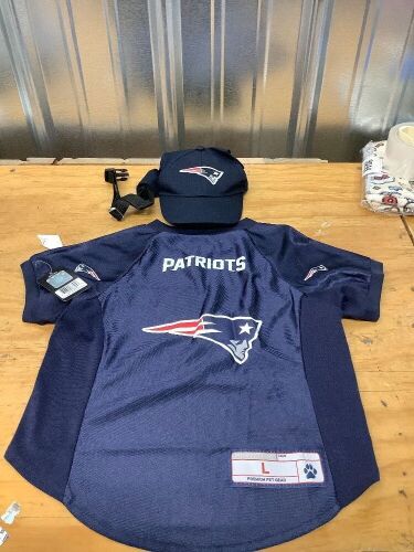 NFL Pet Stretch Jersey with Hat - New England Patriots, L - Lot 9064