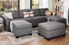 PHI VILLA 102.2 in. Flared Arm 7-Piece Modern Linen Sectional Sofa in Gray with 3-Ottoman - Thumbnail 1