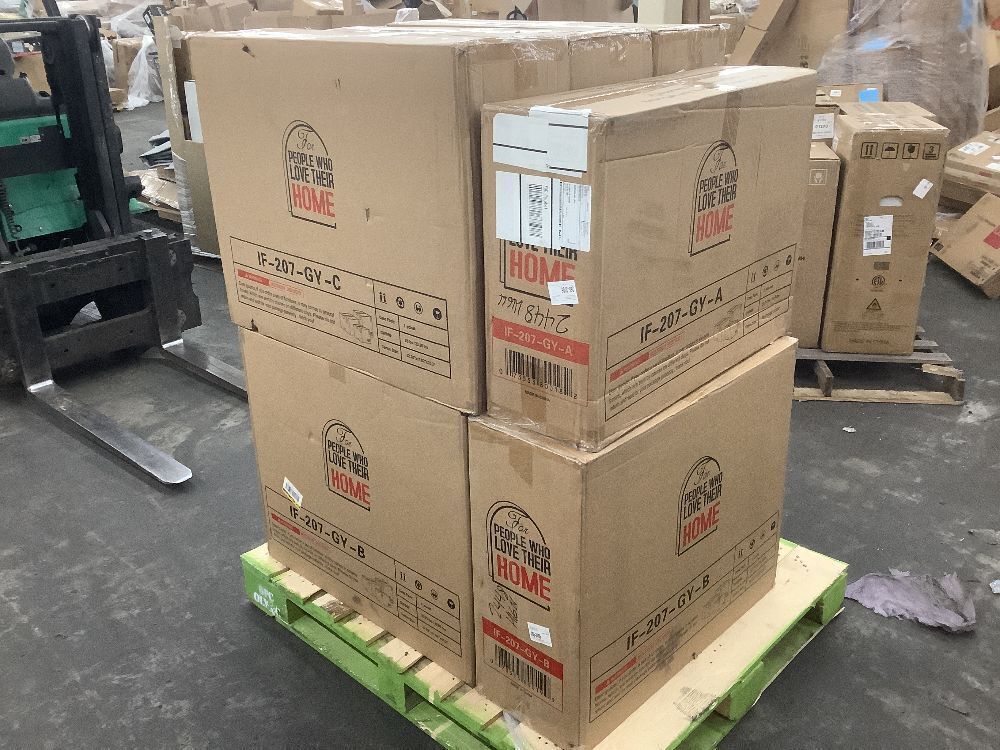 PHI VILLA 102.2 in. Flared Arm 7-Piece Modern Linen Sectional Sofa in Gray with 3-Ottoman - Image 2 - Lot 8JF