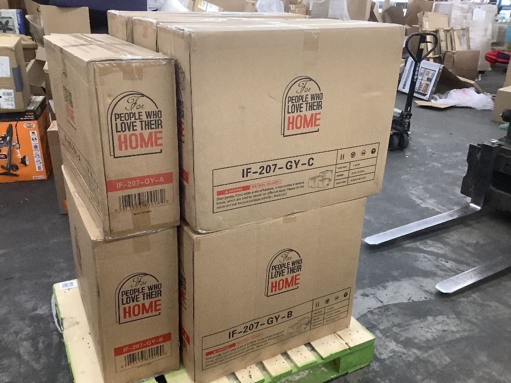 PHI VILLA 102.2 in. Flared Arm 7-Piece Modern Linen Sectional Sofa in Gray with 3-Ottoman - Image 3 - Lot 8JF