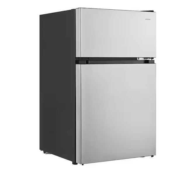Vissani 3.1 cu. ft. 2-Door Mini Refrigerator in Stainless Steel with Freezer - Image 1 - Lot 67JF