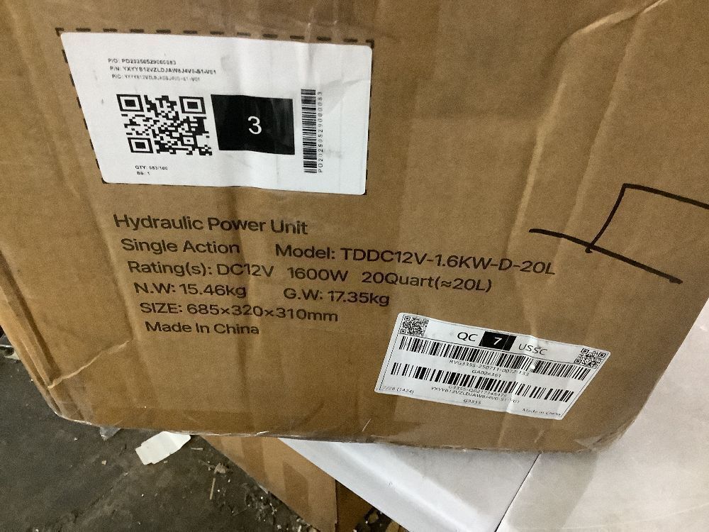 VEVOR 20 Quart Hydraulic Power Unit, Single Acting Dump Trailer Pump, 0.91 GPM Flow Rate, 3200 PSI Max Relief Pressure, DC 12V - Image 5 - Lot 87