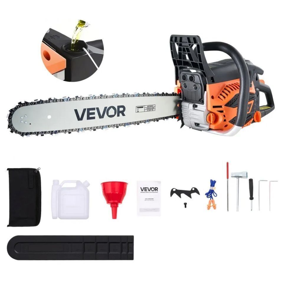 VEVOR 62 cc Gas Chainsaw, 20 inch, 3.8 HP, Dual Fuel Tanks - Image 1 - Lot 92