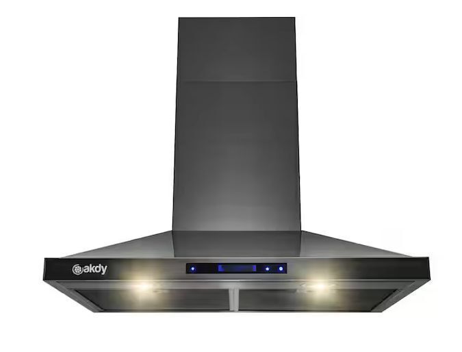 AKDY 30 in. 343 CFM Convertible Wall Mount Black Stainless Steel Kitchen Range Hood with Touch Panel - Image 1 - Lot 96JF