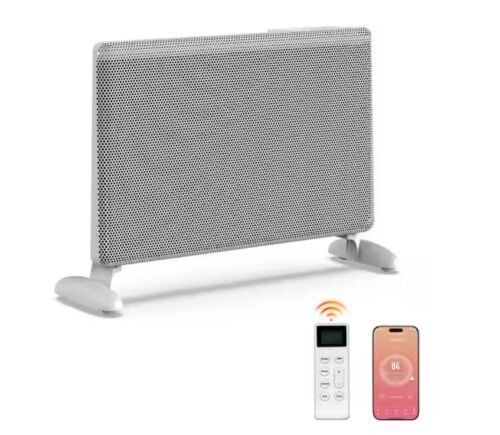 1500 W 16.54 in Electric Ceramic Convection Space Heater in White with Tip-Over Protection, APP Remote Control - Lot 151JF