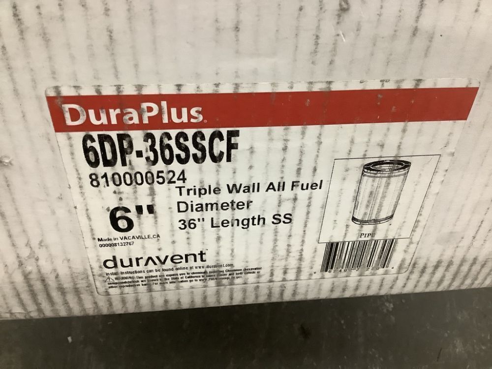 DuraVent DuraPlus All-Fuel Chimney 6in. X 36in. Diameter Chimney Pipe, Stainless Steel - Image 5 - Lot 158JF