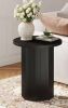 BYBLIGHT Kerlin 19.7 in. Black Round Wood End Table with Octagonal Base - Thumbnail 1