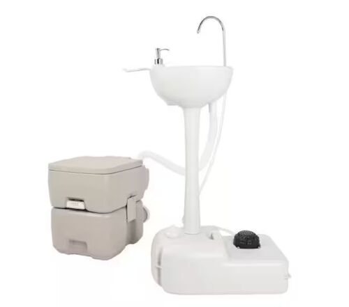 Portable White Outdoor Sink Hand Wash Basin with Toilet - Lot 162JF