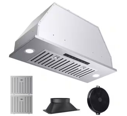 VIKIO 28 in. 900 CFM Convertible Ducted to Ductless Insert Range Hood in Stainless Steel with LED, Gesture and Touch Control - Lot 163JF