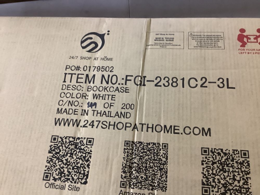 Furniture of America Quincy 35.27 in. Tall Stackable White Engineered Wood 3-Shelf Modern Modular Bookcase - Image 4 - Lot 165JF