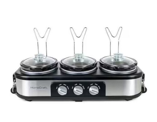 Nostalgia 3-Station 1.5 qt. Stainless Steel Slow Cooker Buffet - Lot 168JF