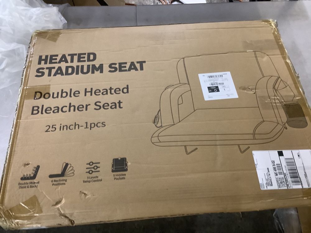 Portable Double Heated Stadium Seat with Padded Backrest, USB 3 Levels of Heat and 5 Pockets - Image 7 - Lot 254JF