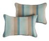 SORRA HOME Sunbrella Blue Taupe Stripe with Silver Grey Rectangular Outdoor Corded Lumbar Pillows, Set of 4 - Thumbnail 1