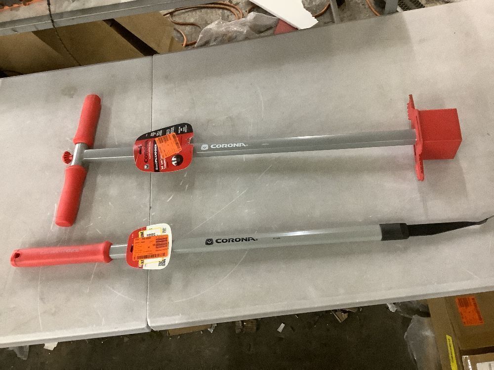 Corona MAX 38 in. SodPLUGGER with Carbon Steel Handle & ComfortGEL 2-Prong 39 in. Steel Extended Reach Weeder - Image 1 - Lot 259JF