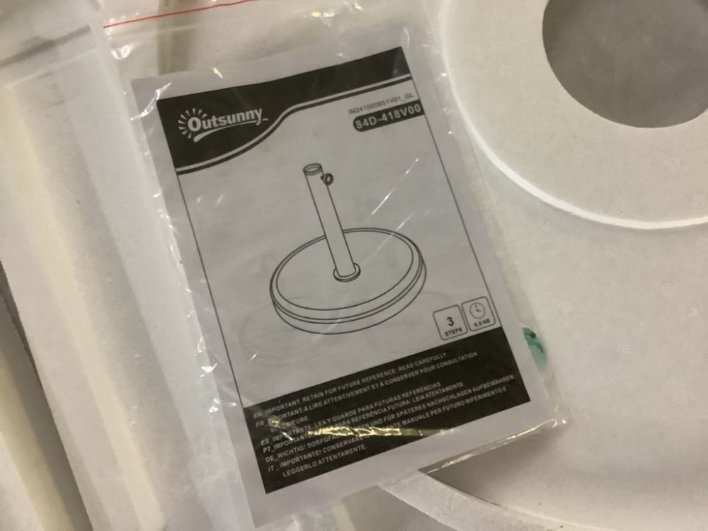 Outsunny 26 lbs Concrete Heavy Duty Umbrella Stand, 19 in. for 1.5 in./1.9 in. Umbrella Poles - Image 5 - Lot 758JF