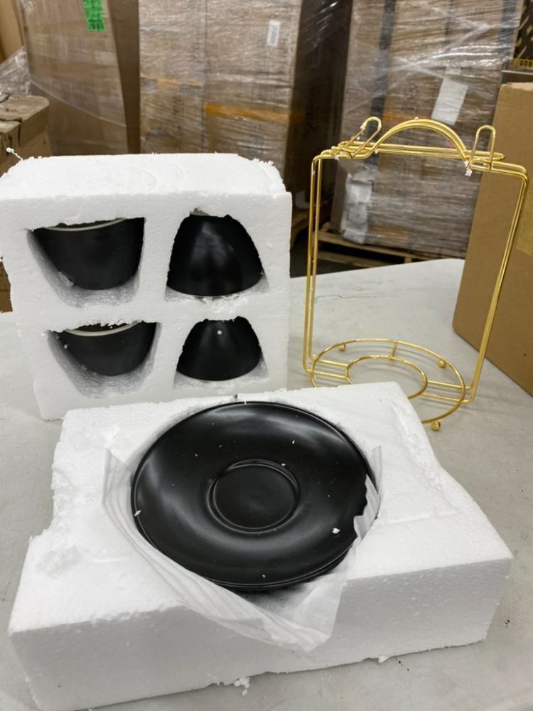 Ceramic Coffee Cup & Saucer Set with Holder - Image 1 - Lot 515