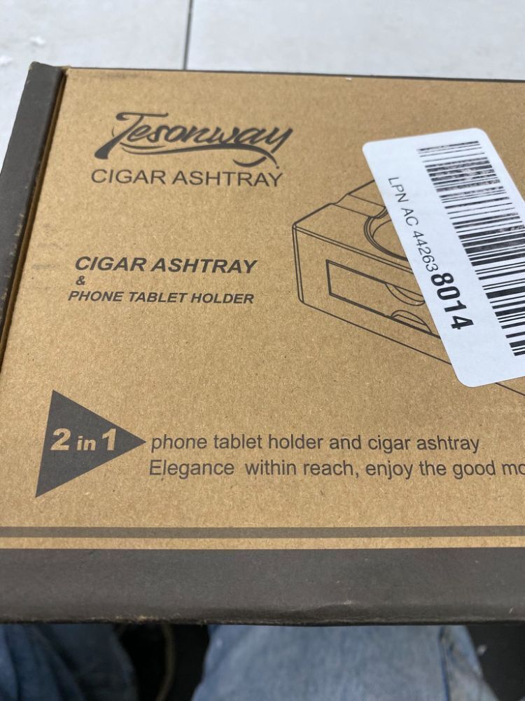 Wooden Cigar Ashtray with Cigar Cutter, Phone Tablet Holder, Cigar Holder, Accessories Drawer and Lighter Slot - Image 4 - Lot 516