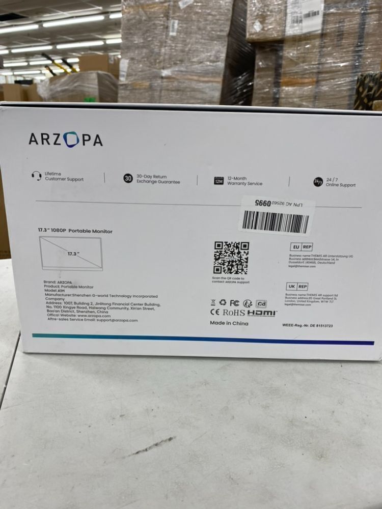 ARZOPA 17.3" Portable Monitor with Built-in Kickstand, 1080P FHD 103% sRGB IPS - Image 6 - Lot 518