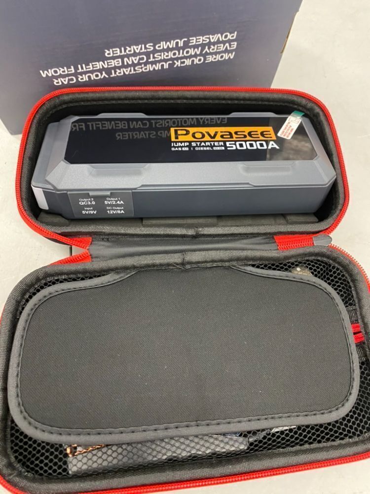 Povasee 5000A Car Battery Jump Starter, 12V with 3" LCD Display Power Bank/Dual Output/LED Light - Image 3 - Lot 521