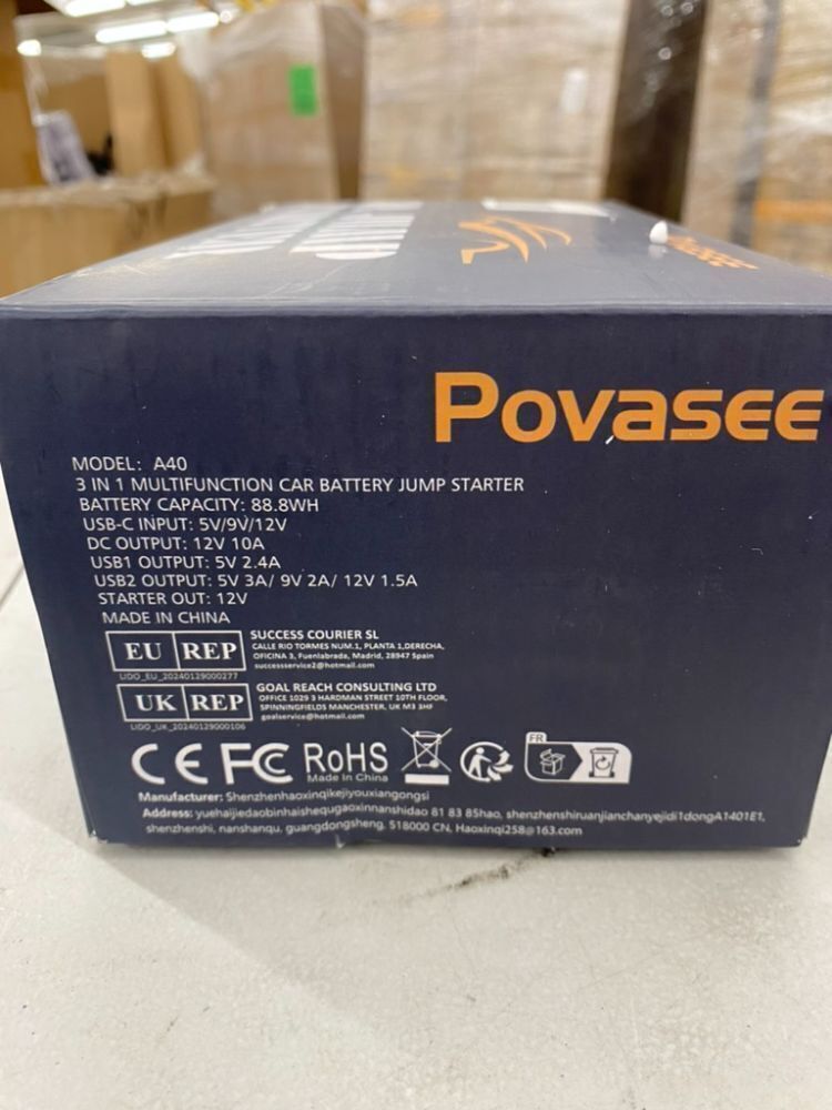 Povasee 5000A Car Battery Jump Starter, 12V with 3" LCD Display Power Bank/Dual Output/LED Light - Image 7 - Lot 521