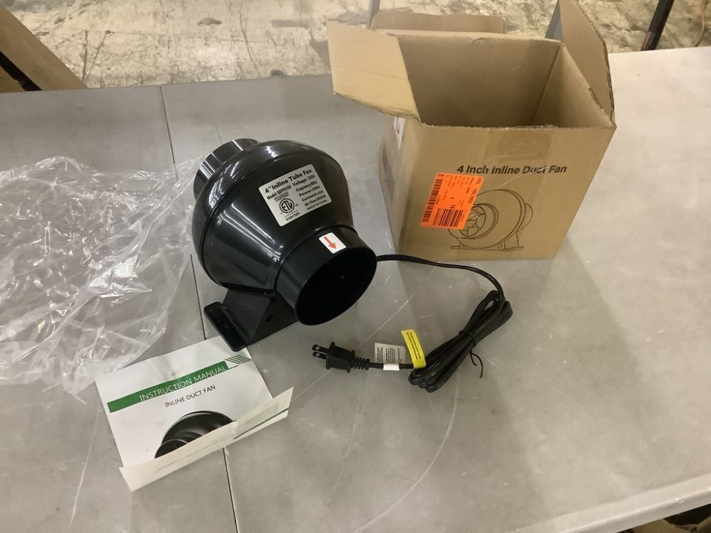 4 in. 195 CFM Duct Inline Ventilation Fan Air Circulation Vent HVAC Exhaust Blower - Image 2 - Lot 551JF