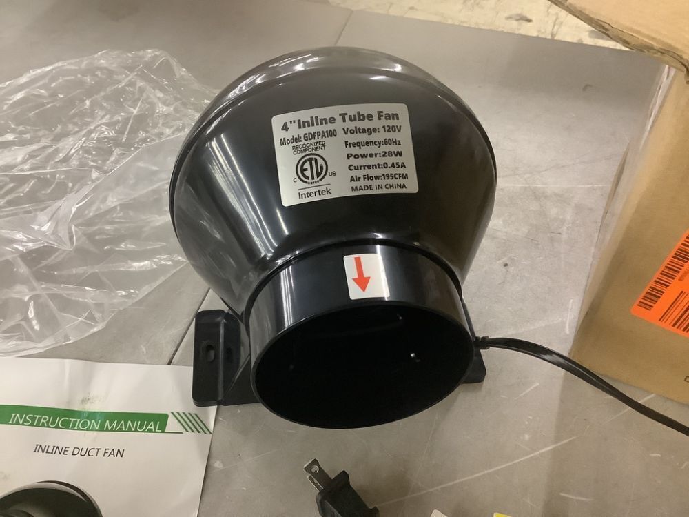 4 in. 195 CFM Duct Inline Ventilation Fan Air Circulation Vent HVAC Exhaust Blower - Image 4 - Lot 551JF