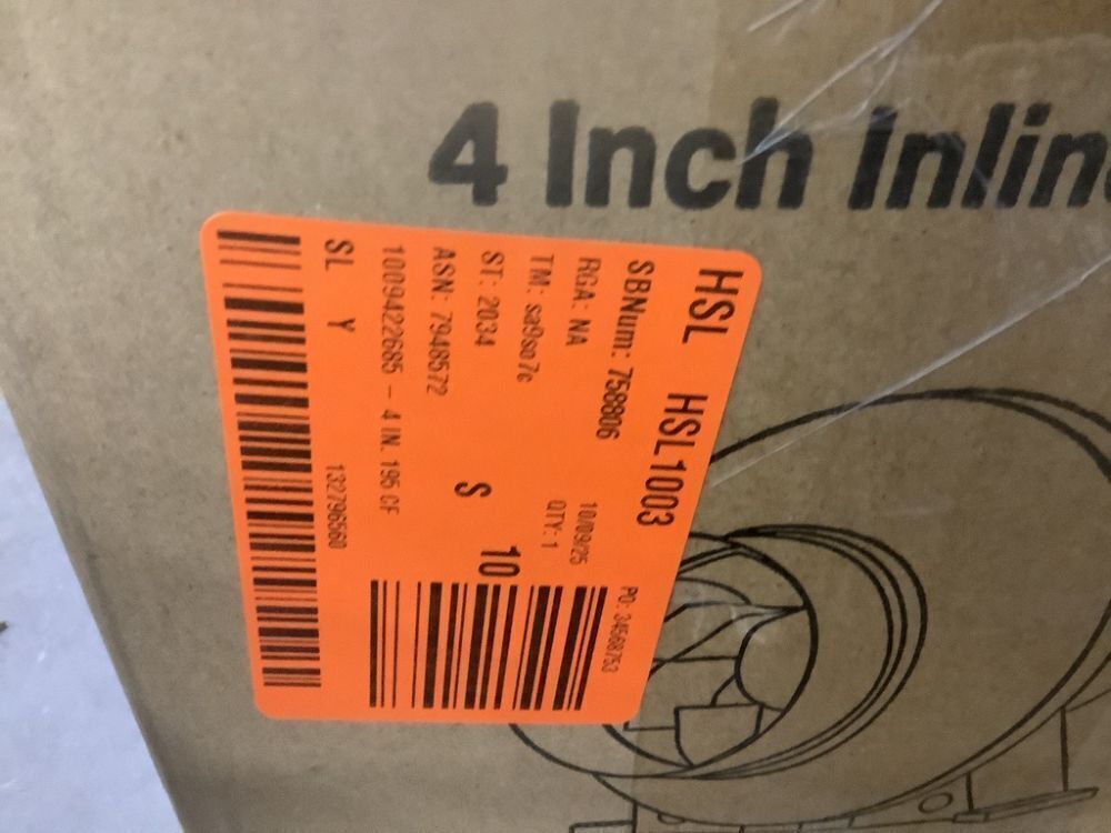 4 in. 195 CFM Duct Inline Ventilation Fan Air Circulation Vent HVAC Exhaust Blower - Image 5 - Lot 551JF