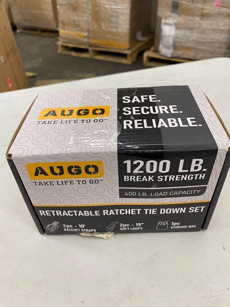 AUGO Retractable Ratchet Straps, 10', 1200Lb Breakstrength, 2pc - Image 2 - Lot 711