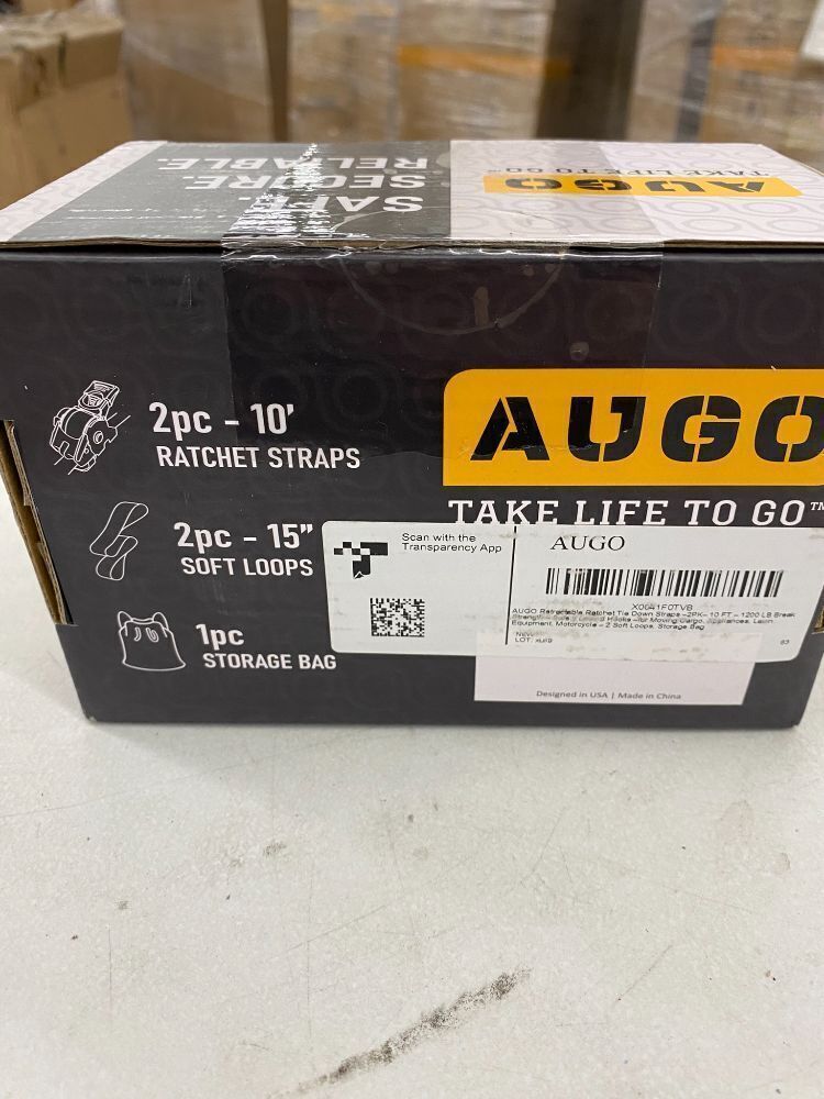 AUGO Retractable Ratchet Straps, 10', 1200Lb Breakstrength, 2pc - Image 4 - Lot 711