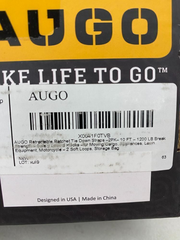 AUGO Retractable Ratchet Straps, 10', 1200Lb Breakstrength, 2pc - Image 5 - Lot 711