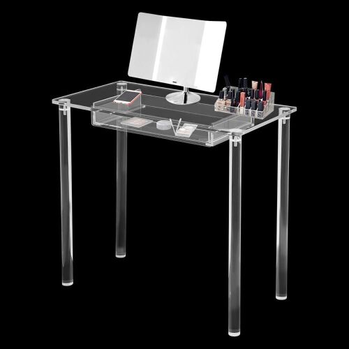 Clear Acrylic Makeup Desk 31.5 Inch with Drawer - Lot 368