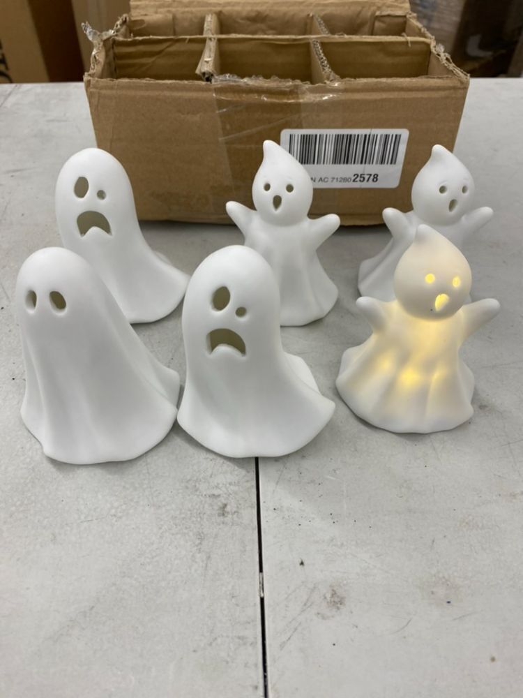 Light Up Ceramic Ghosts, 6pc - Image 1 - Lot 428