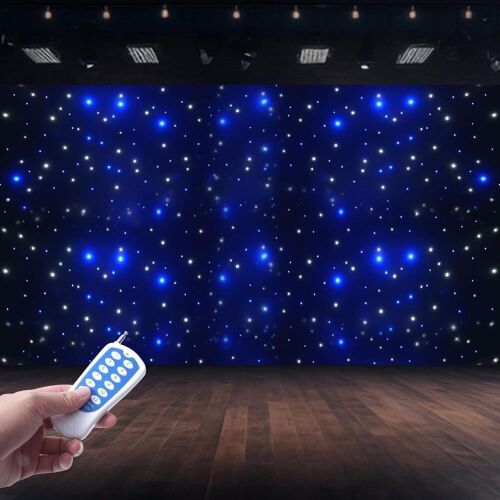 20 x 10ft LED White and Blue Star Curtain Stage Backdrop - Lot 457