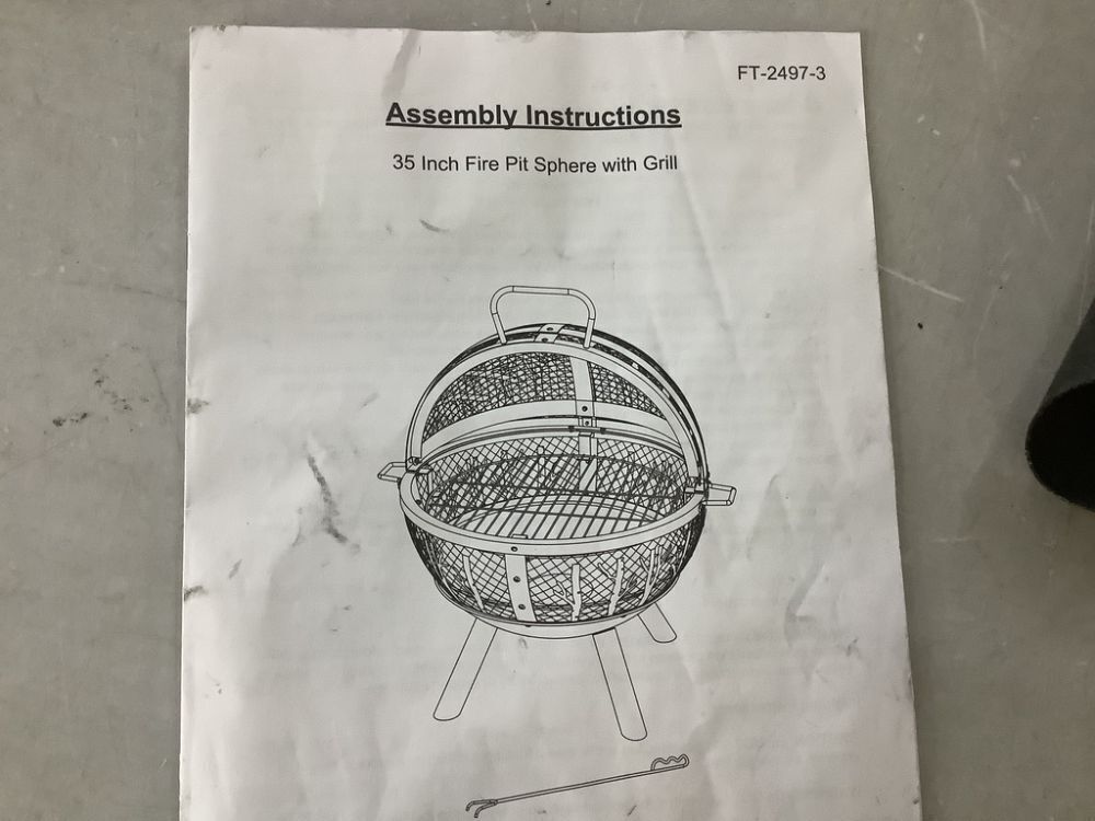 35" Wood Burning Fire Pit with BBQ Grill - Bowl Dented - Image 9 - Lot 462