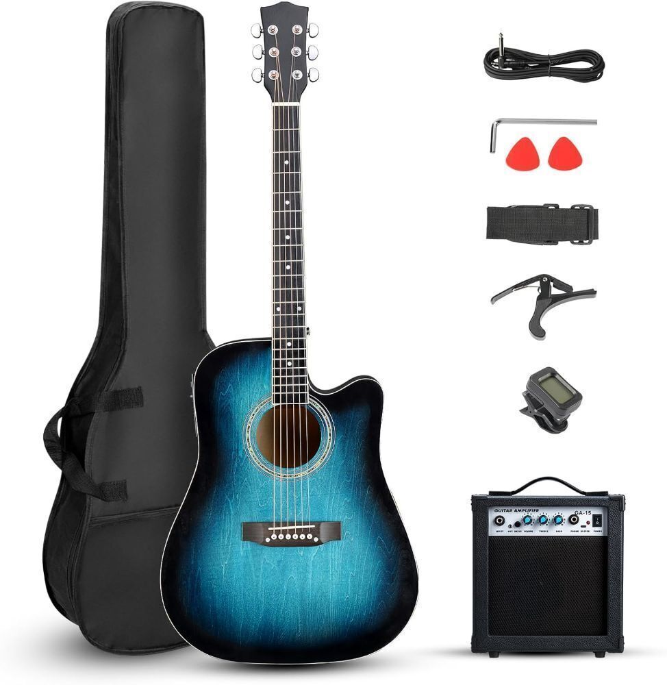 Ktaxon Full-Size Acoustic Electric Guitar with Amp, 41 Inch - Image 1 - Lot 463